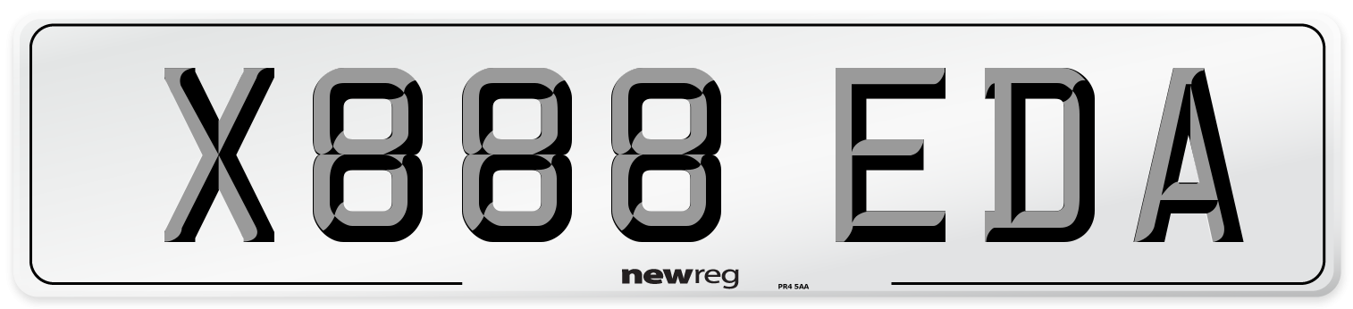 X888 EDA Number Plate from New Reg